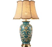 QYYZTQY 28.3" Large Green Table Lamps for Living Room Vintage Farmhouse Bedside Table Lamp Tall Rustic Floral Desk Light Retro Flower Cottage Nightstand Lamp for Bedroom Home Office Entryway