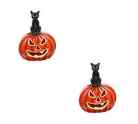 QYYZTQY 2pcs Pumpkin Black Cat Ornament Haloween Pumpkin Lamp Pumpkin Night Lamp Pumpkin Bedside Light Jack- O- Lantern Lamp Table Pumpkin Light Pumpkin Light Decor Button Battery