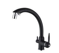 QYYZTQY 3-in-1 Hot & Cold Kitchen Sink Wash Basin Purifier Direct Drinking Water Faucet, Black with Spots Dual Mode
