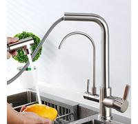 QYYZTQY 3 Way Brass with Pull out Spray Multifunction Kitchen Water Purifier Faucet Brushed C