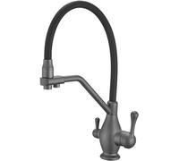 QYYZTQY 3 Way Pull out Spray Faucet Black Silicone Hose Mixer for Under Water Filter System Gray Kitchen Sink Tap with Versatile Sprayer