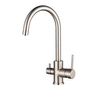 QYYZTQY 3-Way Sink Tap Double Handle Swivel Mixer Brushed Stainless Steel Faucet Kitchen Stylish Easy Installat Perfect for Home & Restaurant Use