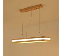 QYYZTQY 36W LED Wooden Pendant Lights Dimmable Hanging Lamp 100CM Wooden Beams Height Adjustable Dining Room Lamp Office Living Room Suspension Light with Remote Control,Lcm