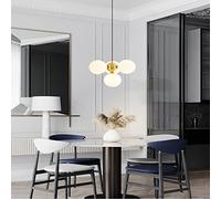 QYYZTQY 3or4Lights Pendant Light Fixture Chandelier G9 Base Minimalist White Globe Glass Lampshade Dining Kitchen Living Room Bedroom Lighting (Gold/Black),Led Chandelier Lights