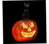 QYYZTQY 3pcs Pumpkin Black Cat Ornament Table Pumpkin Lamp Jack- O- Lantern Lamp Halloween Decorations Pumpkin Bedside Light Halloween Party Decoration Pumpkin Table Light Button Battery