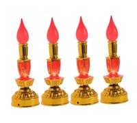 QYYZTQY 4 Pcs Buddhist Hall Candle Light Buddhist Candle Light Chinese Altar Candle LED Candle Light Ancient Chinese Candleholder LED Lamp Altar Candles Retro Candle Lamps Plastic