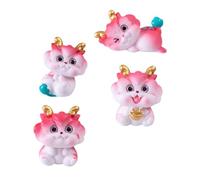 QYYZTQY 4pcs Micro Landscape Ornament Small Dragon Craft Dragon Adornment Dragon Sculpture Chinese Dragon Chinese New Year Decorations for Home Resin Desktop Pink Figure