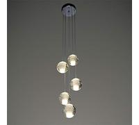 QYYZTQY 5 Heads Crystal Pendant Light G4 LED Drop Chandelier Height Adjustable Hanging Lamp Chandelier for Living Room Spiral Staircase Hall,Warm White-15W