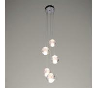 QYYZTQY 5 Heads Crystal Pendant Light G4 LED Drop Chandelier Height Adjustable Hanging Lamp Chandelier for Living Room Spiral Staircase Hall,Cold White-15W