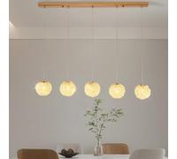 QYYZTQY 5 Light Crystal Pendant Light, Luxury Gold Chandelier Light, 47.24" Height Adjustable Hanging Light Fixtures, Dimming Metal Iron Pendant Lamp for Restaurants Kitchens Hallways