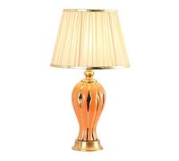 QYYZTQY 53cm High Desk Lamps American Luxury Ceramics Table Lamp in Orange Finish Vase Bedroom Bedside Lamp Mid Century Art Deco Lamps for Living Room