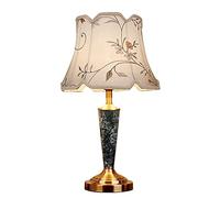 QYYZTQY 55cm High Table Lamps American Retro Ceramics Desk Lamp with Embroidery Lamp Shades Vase Bedroom Desk Lamp with Marble Art Deco Bedside Lamps