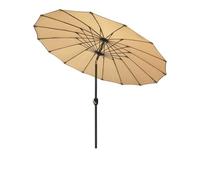 QYYZTQY 5M/8.2Ft Parasol with Push Button Tilt and Crank, Vintage Sun Shade Patio Garden Umbrella, Outdoor for Terrace Lawn Backyard Pool (Beige 250Cm/8.2Ft)