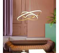 QYYZTQY 60W Dimming Chandelier 3 Rings Dinning Room Dining Table Pendant Lights Creativity Plating Art Bedroom Chandelier Decorated Dining Table Living Room(Gold)