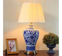 QYYZTQY 66 * 30 CM Vase Bedroom Desk Lamp 5 Styles Available Chinese Table Light Blue and White Porcelain Glazed Ceramic Table Lamp Art Deco China Antique Desktop Lamp