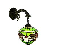 QYYZTQY 7.8Inch Wall, Handmade Stained Dragonfly Glass Lampshade Wall Lamp, E26/E27 Base Wall Lighting Fixtures for Bedroom, Living Room, Bathroom, Hotel, Corridor,Green (Color : Yellow)