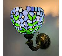 QYYZTQY 7.8Inch Wall Lamp Blue Green Dill Stained Glass Wall Lamp Victorian Decorative Wall Light Fixtures for Bedroom, Hotel, Living Room, Mirror Front Lamp