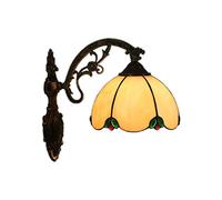 QYYZTQY 7.8Inch Wall Lamp Mediterranean Style Stained Glass Shade Lighting Iron Base for Bedroom Living Room Victorian Decorative