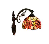 QYYZTQY 7.8Inch Wall Lamp Style Sunflower Stained Glass Shade Wall Lighting Fixtures for Coffee Victorian Decorative, Bar, Office, Restaurant, Kitchen