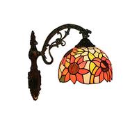 QYYZTQY 7.8Inches Wall Lamp, Elegant Sunflower Style Stained Glass Wall Sconces Victorian Decorative Wall Light Fixtures for Staircase Bedroom Hotel Living Room