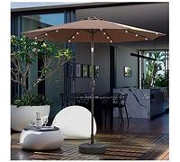 QYYZTQY 8.2x8.8ft/2.5x2.7m Garden Parasol with Lights,Outdoor Tilt and Crank,Beautiful Sun Protection,for Patio,Villas,Beach,Table Umbrella (Brown)