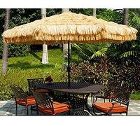 QYYZTQY 8.86-Foot Hawaiian Straw Umbrella, Outdoor Beach Parasol with 8 Ribs, Hand Open Umbrella, Portable Garden Parasol, For Villas, Courtyards, Swimming Pools, Large