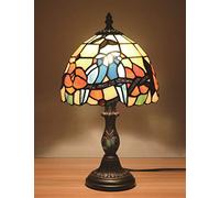 QYYZTQY 8-Inch European Vintage Style Stained Glass Birds Warm Coloured Series Table Lamp Desk Lamp Bedside Light