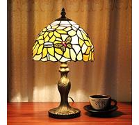 QYYZTQY 8-Inch Pastoral Stained Glass Sunflower and Butterfly Table Lamp Bedroom Lamp Bedside Lamp