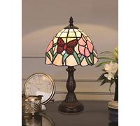 QYYZTQY 8 Inch Red Butterfly Pastoral Antique Luxury Style Handmade Glass Table Lamp Bedside Bed Room