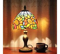 QYYZTQY 8-Inch Vintage Pastoral Stained Glass Sunflower Table Lamp Bedroom Lamp Bedside Lamp