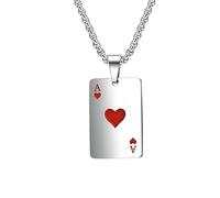 QYYZTQY 925 Sterling Silver Ace of Spades Necklace For Men and Women, Ace of Poker Lucky Spades Ace Men's Necklace Poker Pendant, Poker Card Ace of Spades Pendant Chain, Playing Card Necklace