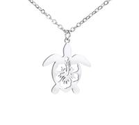 QYYZTQY 925 Sterling Silver Cute Sea Turtle Necklace For Women, Turtle Charm Choker - Minimalist Hawaiian Turtle Necklace, Animal Lover Turtle Pendant, Sea Turtle Necklace For Girls Summer