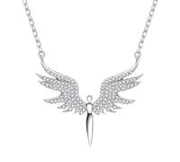 QYYZTQY 925 Sterling Silver Delicate Wing Necklace For Women, Shiny CZ Wing Necklaces - Wings Necklace Pendant, Necklaces For Women Birthday Valentine Gifts