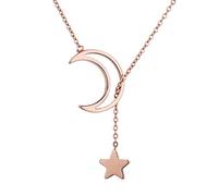 QYYZTQY 925 Sterling Silver Double Beads Chain Star Moon Cz Choker Necklace For Women Wedding Party S925 Jewelry