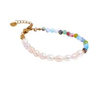 QYYZTQY 925 Sterling Silver Elegant Natural Half Pearl Half Chain Necklace For Women Men, Half Pearl Necklace Bracelet Sets - Freshwater Pearl Necklace, Half Pearl Half Chain Necklace Initial