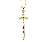 QYYZTQY 925 Sterling Silver European Sword Necklace For Women, Exquisite Blood Crystal Sword Pendant - Dagger Necklace For Men, Master Sword Necklace For Halloween Christmas Gifts