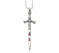 QYYZTQY 925 Sterling Silver European Sword Necklace For Women, Exquisite Blood Crystal Sword Pendant - Dagger Necklace For Men, Master Sword Necklace For Halloween Christmas Gifts