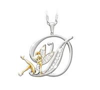 QYYZTQY 925 Sterling Silver Fairy Necklace For Women, Lovely Crystal A B C D E F G H Letters Flower Fairy Necklaces, Tinkerbell Necklace, Fairy Jewelry, Tinkerbell Jewelry