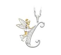 QYYZTQY 925 Sterling Silver Fairy Necklace For Women, Lovely Crystal A B C D E F G H Letters Flower Fairy Necklaces, Tinkerbell Necklace, Fairy Jewelry, Tinkerbell Jewelry