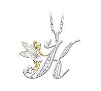 QYYZTQY 925 Sterling Silver Fairy Necklace For Women, Lovely Crystal I J K L M N O Letters Flower Fairy Necklaces, Tinkerbell Necklace, Fairy Jewelry, Tinkerbell Jewelry