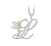 QYYZTQY 925 Sterling Silver Fairy Necklace For Women, Lovely Crystal I J K L M N O Letters Flower Fairy Necklaces, Tinkerbell Necklace, Fairy Jewelry, Tinkerbell Jewelry