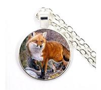 QYYZTQY 925 Sterling Silver Fox Necklace For Women And Men, Animal Fox Pendant Necklace Geometry Cute Glass Choker Craft Vintage, Fox Girl Gold Initial Necklace, Fox Jewelry For Women, Therian Jewelry