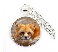 QYYZTQY 925 Sterling Silver Fox Necklace For Women And Men, Animal Fox Pendant Necklace Geometry Cute Glass Choker Craft Vintage, Fox Girl Gold Initial Necklace, Fox Jewelry For Women, Therian Jewelry