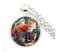 QYYZTQY 925 Sterling Silver Fox Necklace For Women And Men, Animal Fox Pendant Necklace Geometry Cute Glass Choker Craft Vintage, Fox Girl Gold Initial Necklace, Fox Jewelry For Women, Therian Jewelry