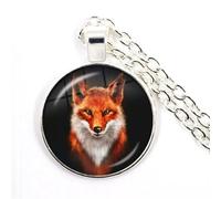 QYYZTQY 925 Sterling Silver Fox Necklace For Women And Men, Animal Fox Pendant Necklace Geometry Cute Glass Choker Craft Vintage, Fox Girl Gold Initial Necklace, Fox Jewelry For Women, Therian Jewelry