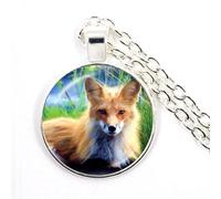 QYYZTQY 925 Sterling Silver Fox Necklace For Women And Men, Animal Fox Pendant Necklace Geometry Cute Glass Choker Craft Vintage, Fox Girl Gold Initial Necklace, Fox Jewelry For Women, Therian Jewelry
