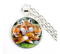 QYYZTQY 925 Sterling Silver Fox Necklace For Women And Men, Animal Fox Pendant Necklace Geometry Cute Glass Choker Craft Vintage, Fox Girl Gold Initial Necklace, Fox Jewelry For Women, Therian Jewelry