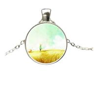 QYYZTQY 925 Sterling Silver Fox Necklace For Women and Men, Fox Under The Moon Necklace Glass Dome Necklace, Fox Girl Gold Initial Necklace, Fox Jewelry For Women, Therian Jewelry