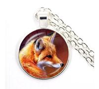 QYYZTQY 925 Sterling Silver Fox Necklace For Women and Men, Kawaii Fox Pendant Rope Necklace Cute Animal Glass Choker Craft Vintage, Fox Girl Gold Initial Necklace, Fox Jewelry For Women, Therian
