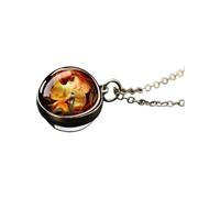 QYYZTQY 925 Sterling Silver Fox Necklace For Women and Men, Lovely Red Fox Necklace Cute Animal Double Side Glass Pendant, Fox Girl Gold Initial Necklace, Fox Jewelry For Women, Therian Jewelry